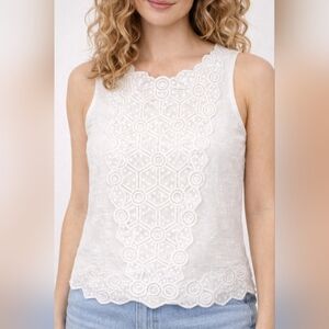 REBECCA TAYLOR WHITE TEXTURED TOP SIZE MEDIUM